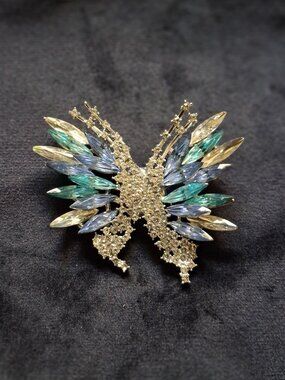 Enchanted Menagerie Crystal Butterfly Refrigerator Magnet - Upcycled Brooches